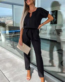 Chic V-Neck Jumpsuit with Belt for Women
