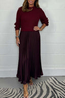 Chic Long Sweater with Pleated Skirt Ensemble