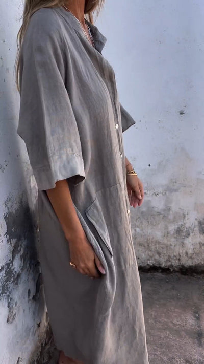Eco-Friendly Green Maxi Shirt Dress