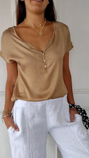 Stylish Women's V-Neck Blouse in Chic Design