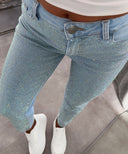 Sparkling High-Waisted Mom Jeans - Leandra