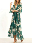 Flowing V-Neck Women's Maxi Dress