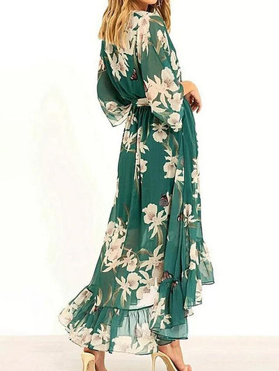 Flowing V-Neck Women's Maxi Dress
