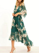 Flowing V-Neck Women's Maxi Dress
