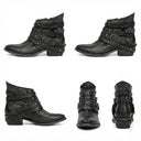 Vintage-Inspired Chain Accent Ankle Boots