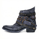 Vintage-Inspired Chain Accent Ankle Boots