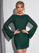 Chic Sequin Dress with Full Sleeves