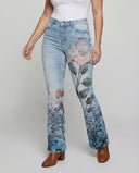 Stylish Flare Jeans with Four Button Detail