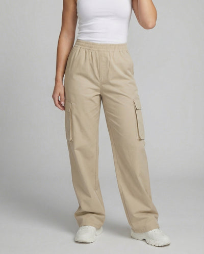 Women's Cargo Pants with Stretch Waistband & Utility Pockets