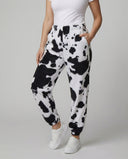 Chic Cow Print Women's Relaxed Fit Pants with Elastic Waistband