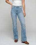 High-Waisted Women's Flared Jeans with Frayed Hem