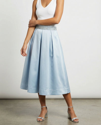 Chic High Neck Midi Dress with Flowing Skirt