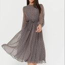 Trendy Polka Dot Mesh Midi Dress