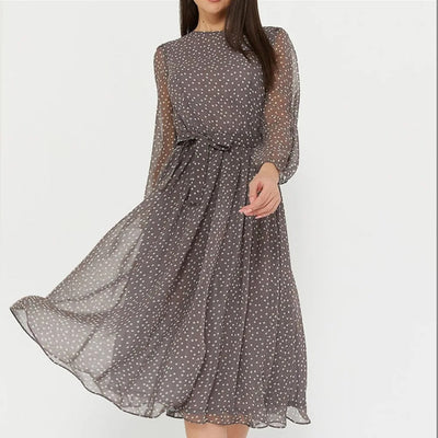 Trendy Polka Dot Mesh Midi Dress