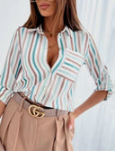 Chic Women's Summer Blouse with Stylish Lapel Collar
