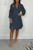V-Neck Cotton Lace Dress for Stylish Occasions