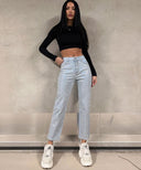Sparkling High-Waisted Mom Jeans - Leandra