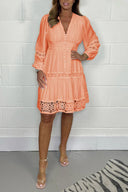 V-Neck Cotton Lace Dress for Stylish Occasions
