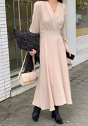 Chic A-Line Dress with Puff Sleeves