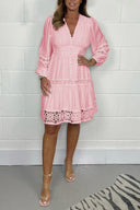 V-Neck Cotton Lace Dress for Stylish Occasions