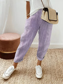 Chic Striped Cotton Trousers for Everyday Flair