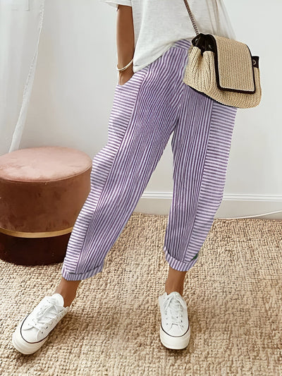 Chic Striped Cotton Trousers for Everyday Flair