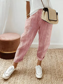 Chic Striped Cotton Trousers for Everyday Flair