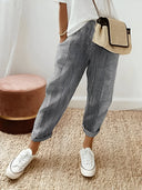 Chic Striped Cotton Trousers for Everyday Flair