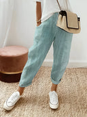 Chic Striped Cotton Trousers for Everyday Flair