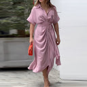 Chic Midi Dress with Adjustable Waist Tie