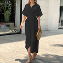 Chic Midi Dress with Adjustable Waist Tie