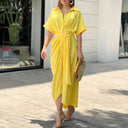 Chic Midi Dress with Adjustable Waist Tie
