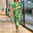 Chic Midi Dress with Adjustable Waist Tie