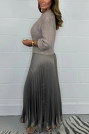Chic Long Sweater with Pleated Skirt Ensemble