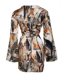 Abstract Marble Print Wrap Dress