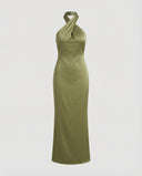Chic Asymmetrical Halter Neck Evening Dress for Women