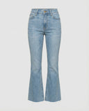 High-Waisted Women's Flared Jeans with Frayed Hem