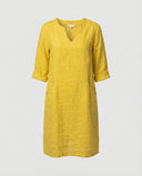 V-Neck Linen Dress for Women - Loose Fit Style