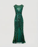 Sequin-Embellished Long Evening Gown for Festive Celebrations