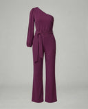 Chic Women's Jumpsuit with Bow Belt & Eye-catching Accents