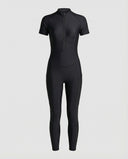Chic Women's PU Half-Zip Peach Jumpsuit