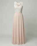 Lace-Top Sleeveless Dress with Flowing Skirt for Formal Events