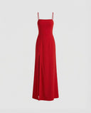 Chic Evening Dress with Flowing Skirt and Deep Slit