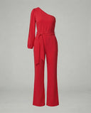 Chic Women's Jumpsuit with Bow Belt & Eye-catching Accents