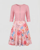 Floral A-Line Dress with Stylish Belt