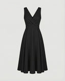 A-Line Midi Dress with Zipper and V-Neck for Cocktail Events