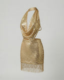 Sequined Evening Dress with Chic Fringes