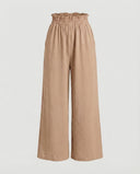 Wide Leg Women's Culotte Pants with Elastic Waist