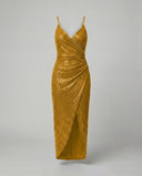 Shimmering High-Slit Wrap Dress for Women