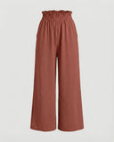 Wide Leg Women's Culotte Pants with Elastic Waist